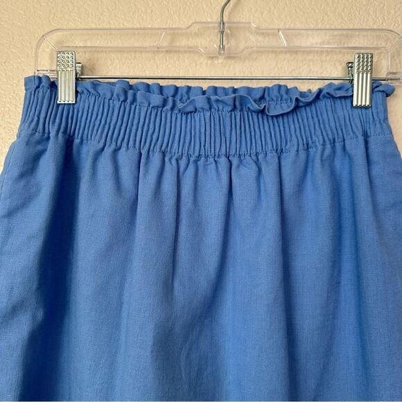 NWOT J. Crew Linen Blend Blue Scallop Hem Pull On Skirt - Picture 3 of 11